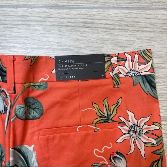 Ann Taylor Devin City Shorts Flat Front Chino Floral Orange Women’s size 6 New - Picture 4 of 13